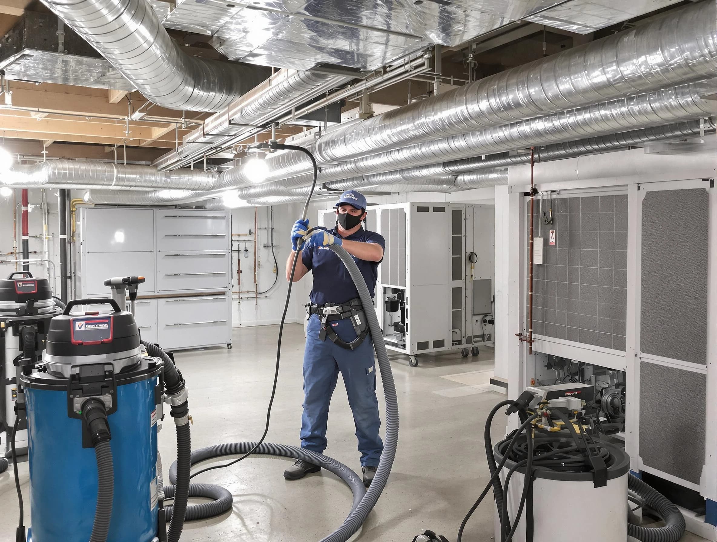 Chattahoochee Hills Air Duct Cleaning specialist performing thorough central air duct cleaning for improved system efficiency in Chattahoochee Hills