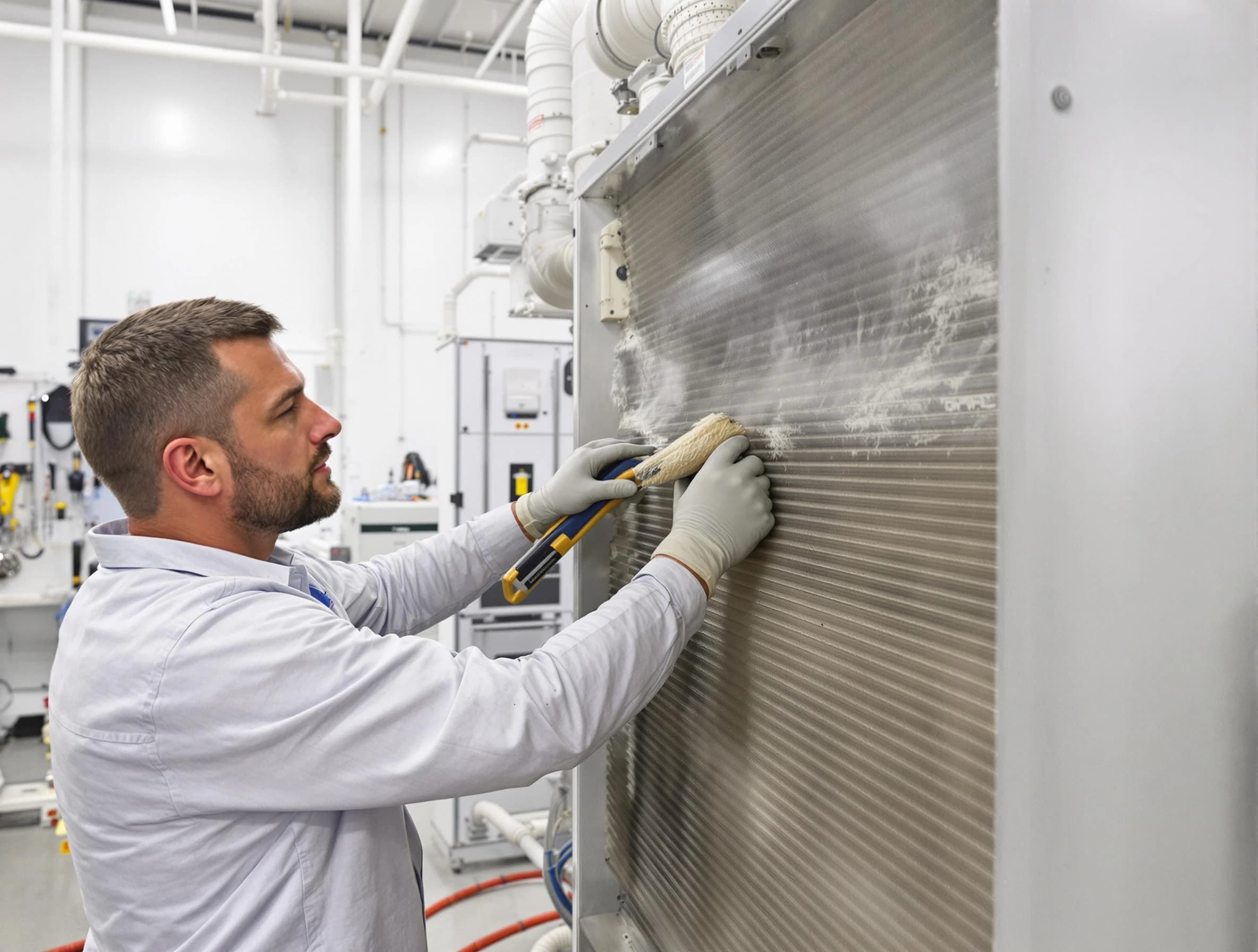 Chattahoochee Hills Air Duct Cleaning technician performing precision commercial coil cleaning at a Chattahoochee Hills business