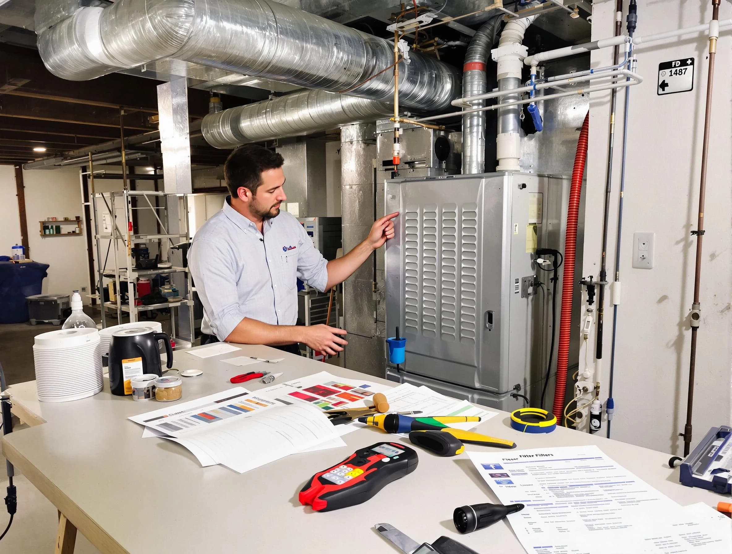 Chattahoochee Hills Air Duct Cleaning inspector conducting detailed filter system evaluation using professional diagnostic tools in Chattahoochee Hills