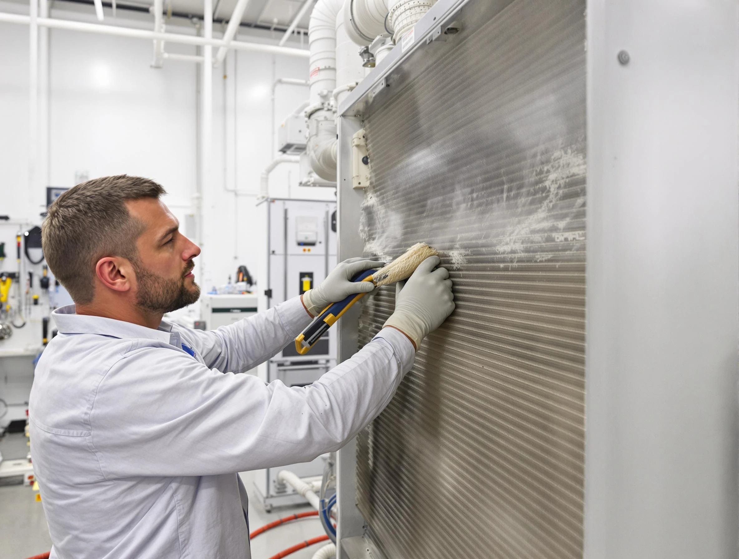 Chattahoochee Hills Air Duct Cleaning technician performing precision commercial coil cleaning at a Chattahoochee Hills business